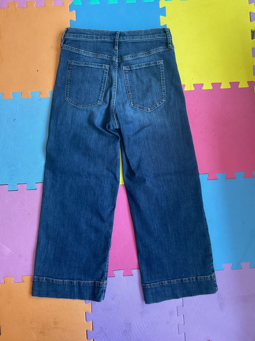 🍊Timeless Classic Banana Republic Dark Blue High-Rise Wide Leg Crop Jeans Size 2 - Picture 2 of 7
